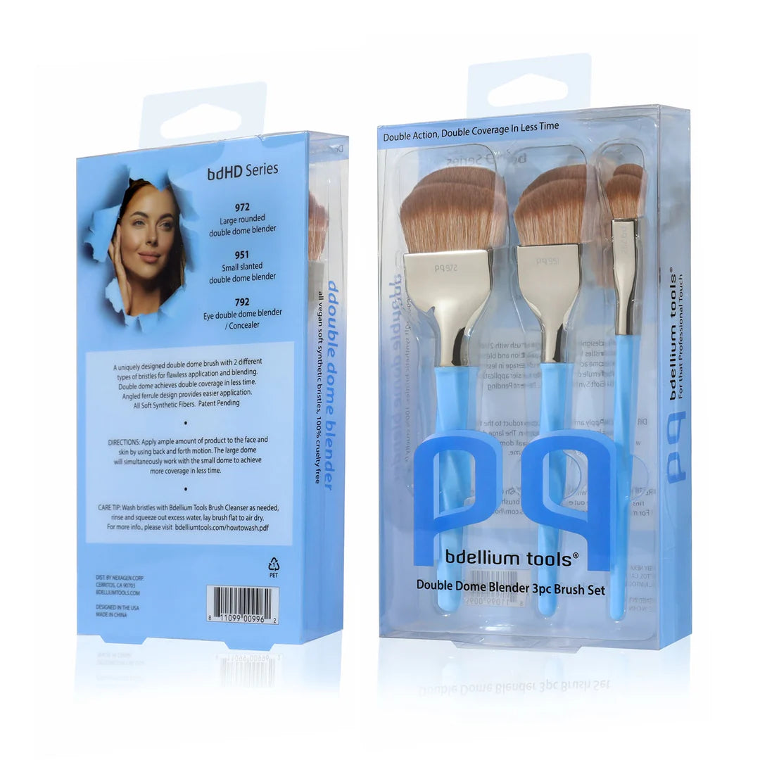 Blue Double Dome Blender Set 3 Pennelli Viso e Occhi