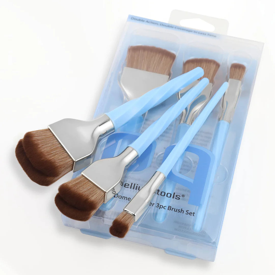 Blue Double Dome Blender Set 3 Pennelli Viso e Occhi