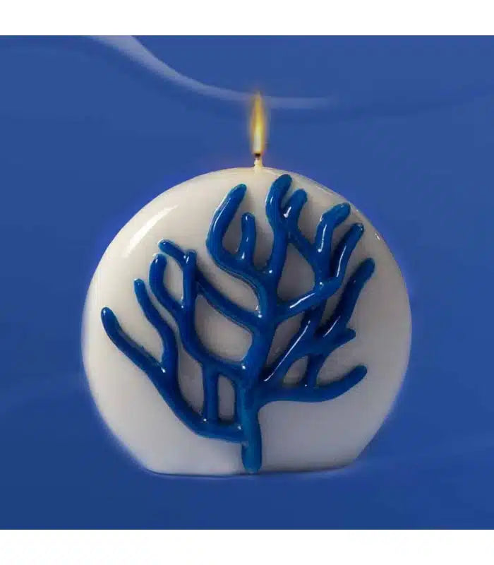 Candela corallo blu rotonda