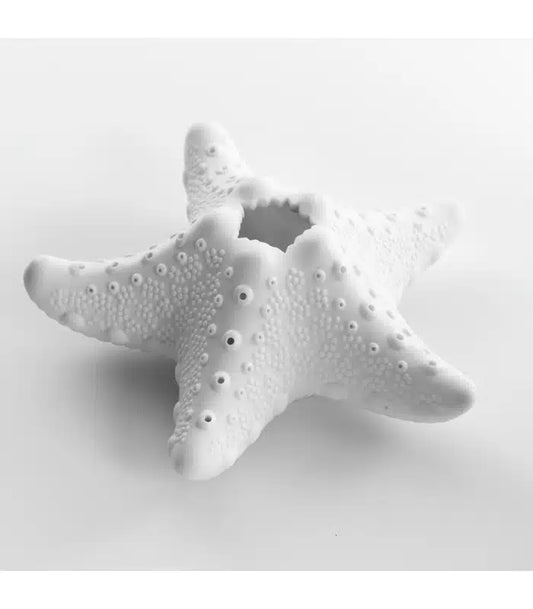 Portacandela in Ceramica Bianca a Forma di Stella Marina