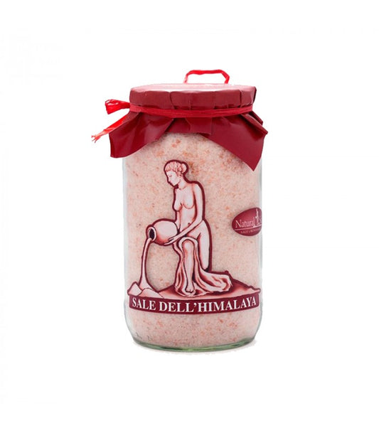 Sale rosa dell’himalaya fino in vaso di vetro