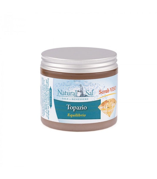Scrub Viso Topazio “Felicità”, con Sale Rosa dell’Himalaya, fragranza Arancio e Vaniglia