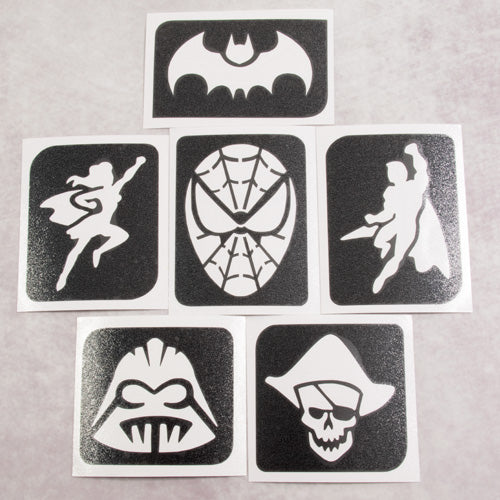 Set stencil tatuaggi temporanei hero