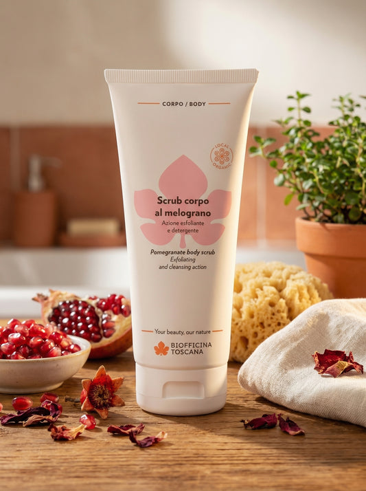 Scrub corpo al melograno - Esfoliante e Idratante per Pelli Delicate by Biofficina Toscana — hero product photo