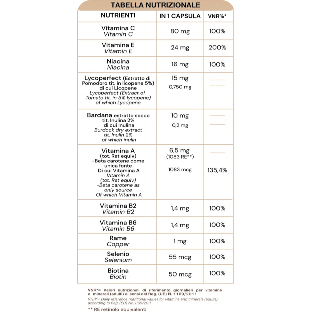 Integratore alimentare a base di Lycoperfect per l'abbronzatura Like a Sunny Day Tanning Booster 30 capsule