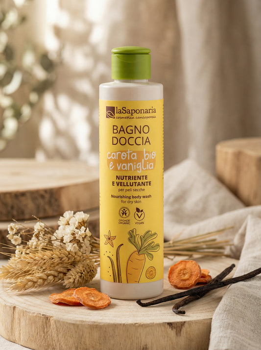 Bagnodoccia Nutriente e Vellutante Carota Bio e Vaniglia per Pelli Secche by La Saponaria — hero product photo