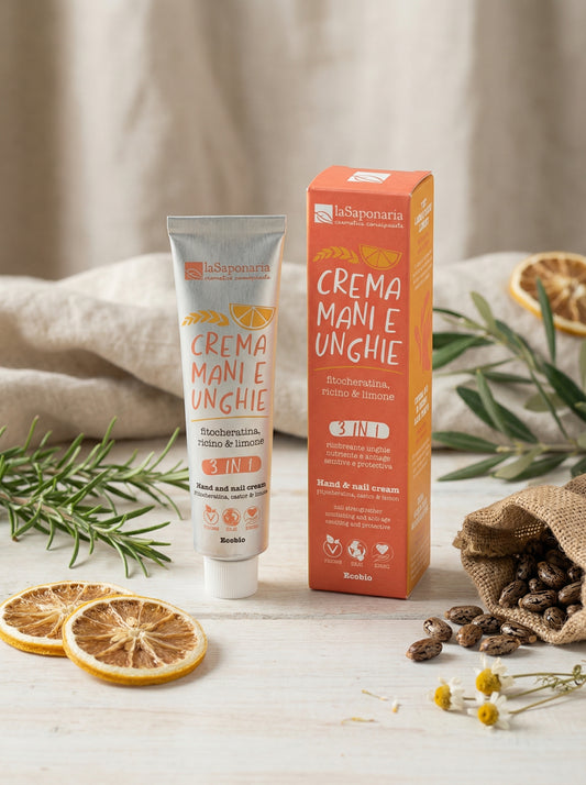 Crema mani e unghie 3 IN 1 - Fitocheratina, Ricino & Limone by La Saponaria — hero product photo