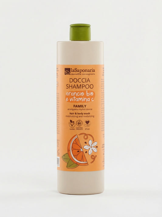 Doccia Shampoo Family Arancio bio e Vitamina C - Idratante Rivitalizzante by La Saponaria — product photo on white background