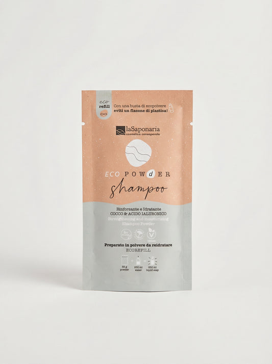 Shampoo in Polvere Cocco e Acido Ialuronico Rinforzante e Idratante by La Saponaria — product photo on white background