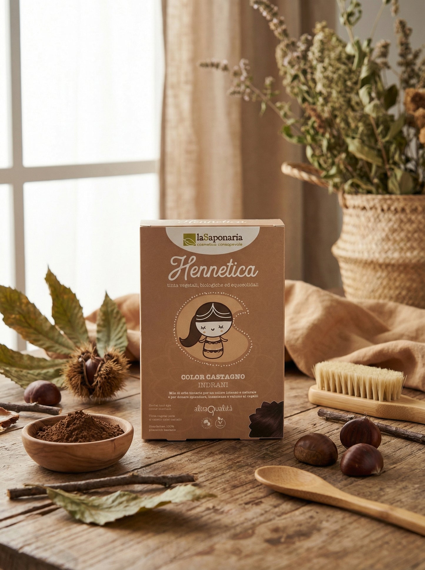 Tinta Vegetale Castagno Indrani - Copre Capelli Bianchi e Rinforza by La Saponaria — hero product photo