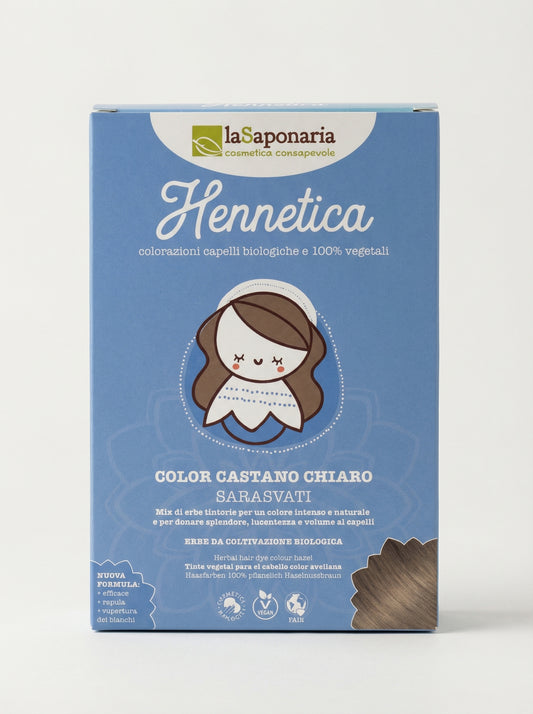 Tinta vegetale castano chiaro Sarasvati - Copre i Capelli Bianchi by La Saponaria — product photo on white background
