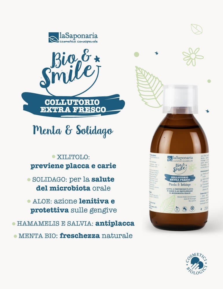Collutorio Extra Fresco Menta&Solidago Antiplacca Rinfrescante Bio