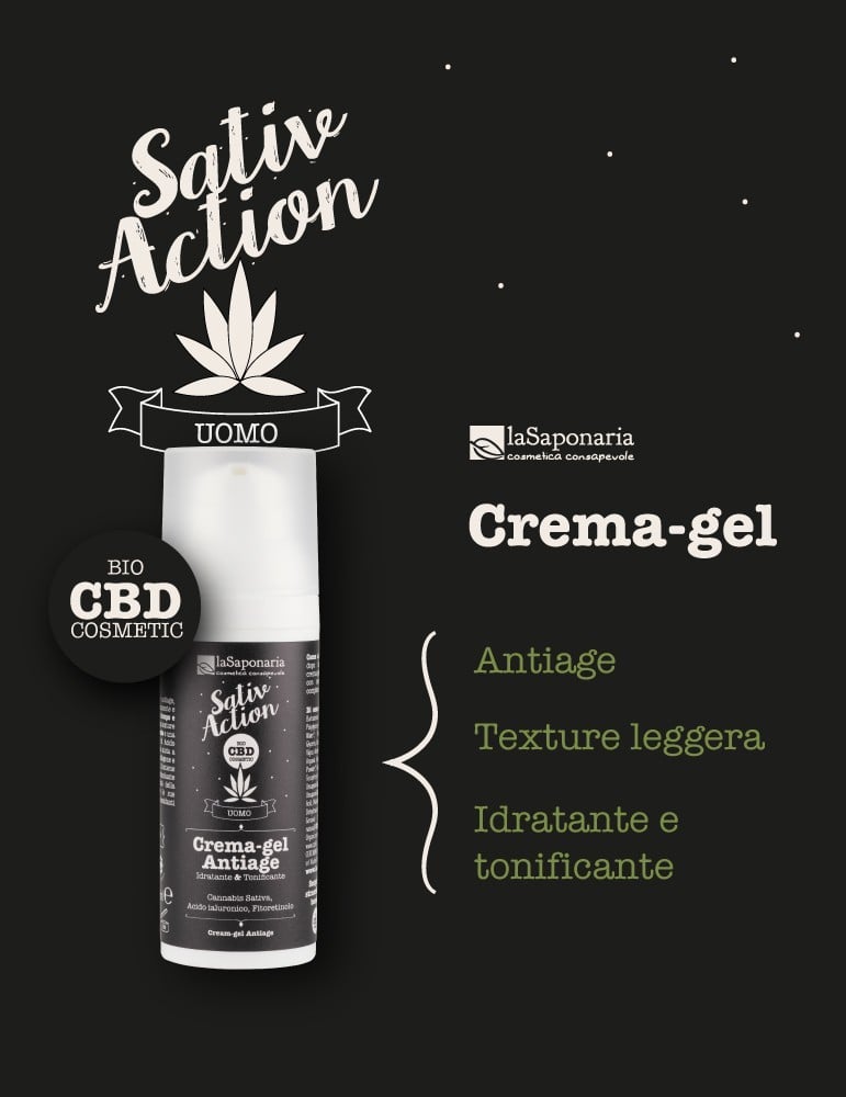 Crema-Gel viso uomo Antiage - Tonificante e Idratante Bio