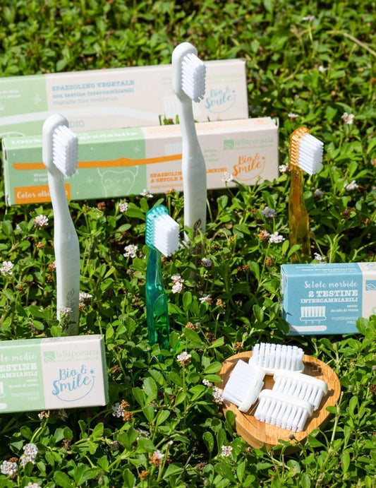 Spazzolino fibra vegetale - setole medie, biodegradabile