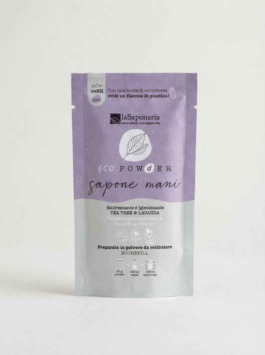 Sapone mani in polvere igienizzante - Eucalipto e Lavanda by La Saponaria — product photo on white background