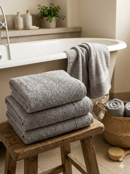 Telo bagno 100x150cm in cotone grigio riciclato 450gsm GSR