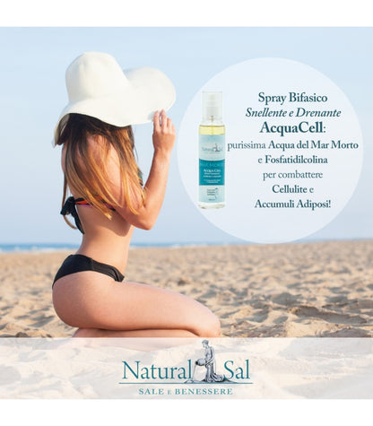 Acqua Cell, Spray Bifasico contro la cellulite, Snellente e Drenante, Termale con Acqua del Mar Morto e Fosfatidilcolina