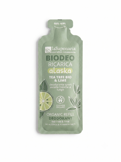 Biodeo Ricarica Alaska Ricarica Deodorante Ultra-fresco Lunga Durata Tea Tree Bio e Lime