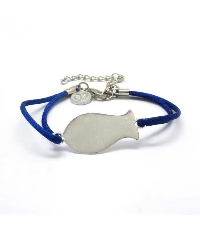 Bracciale con pesce in corda blu