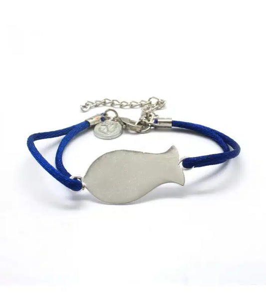 Bracciale con pesce in corda blu