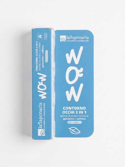Crema Contorno Occhi 3 in 1 WOW - Borse, Rughe e Occhiaie gelsomino + caffeina