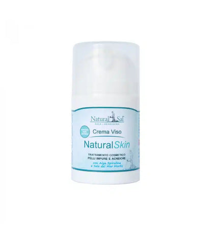 Crema Viso Natural Skin, Pelli impure ed acneiche, con Ossido di Zinco, Alga Spirulina e Sale del Mar Morto