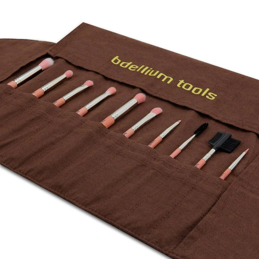 Set Pennelli Occhi Pink Bambu 10 Pezzi con Astuccio Arrotolabile