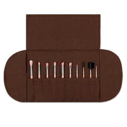 Set Pennelli Occhi Pink Bambu 10 Pezzi con Astuccio Arrotolabile
