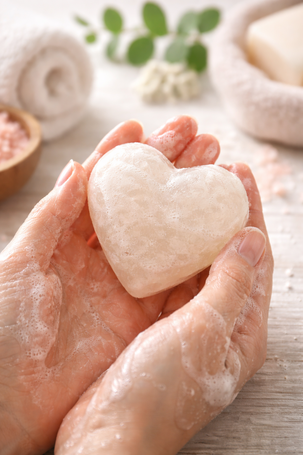 Sapone di sale rosa dell’Himalaya forma cuore