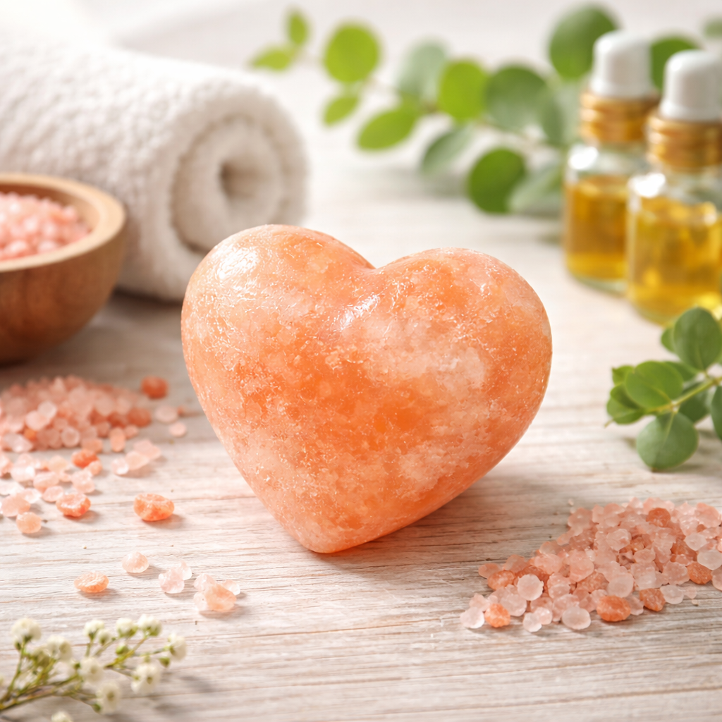 Sapone di sale rosa dell’Himalaya forma cuore