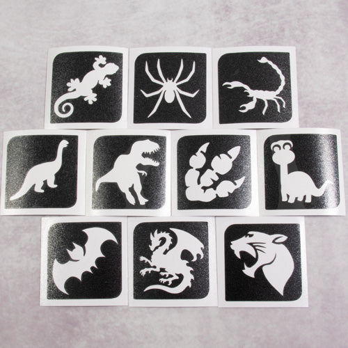 Set stencil tatuaggi temporanei dino