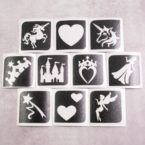 Set stencil tatuaggi temporanei princess