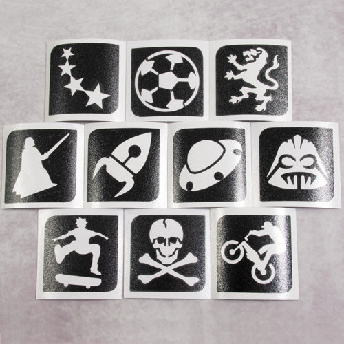 Set stencil tatuaggi temporanei sport/space