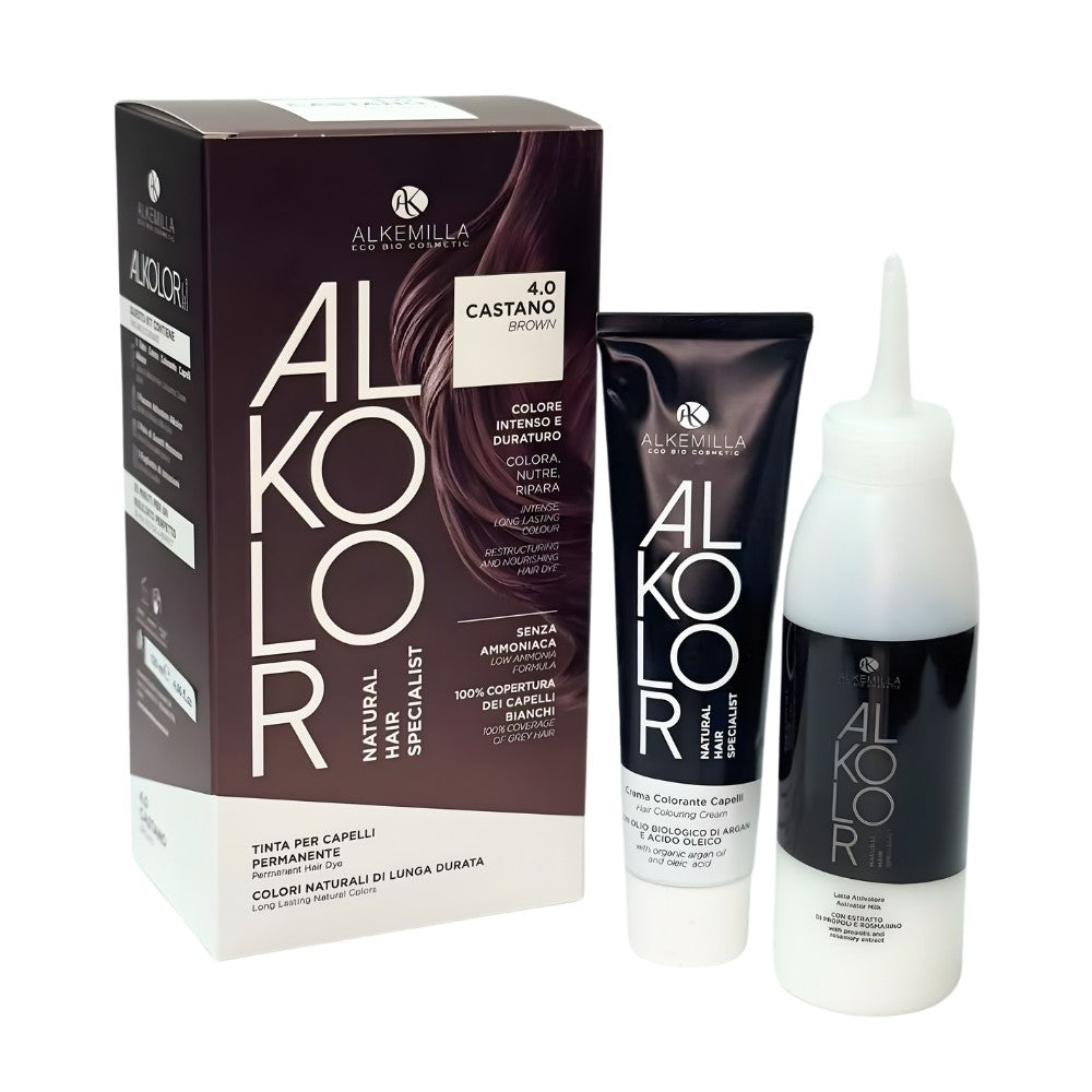 Tinta per Capelli Permanente Alkolor senza Ammoniaca 4.0 Castano