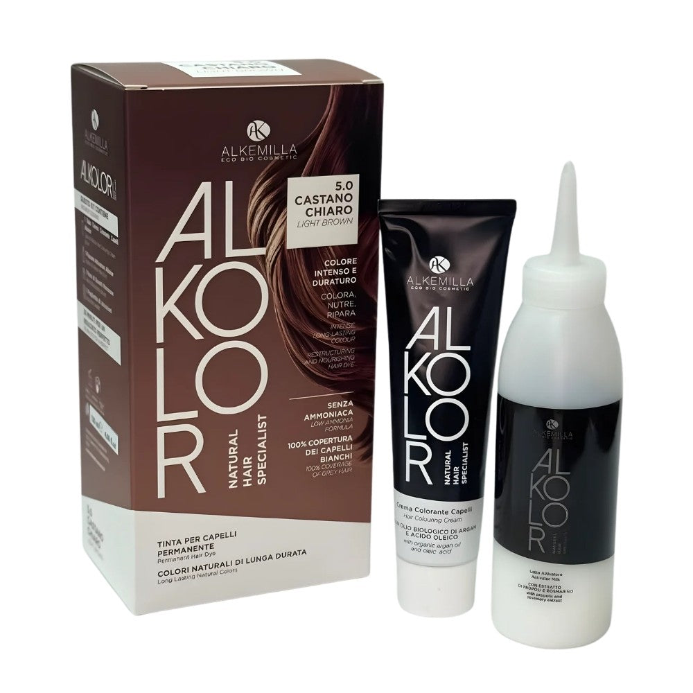 Tinta per Capelli Permanente Alkolor senza Ammoniaca 5.0 Castano Chiaro
