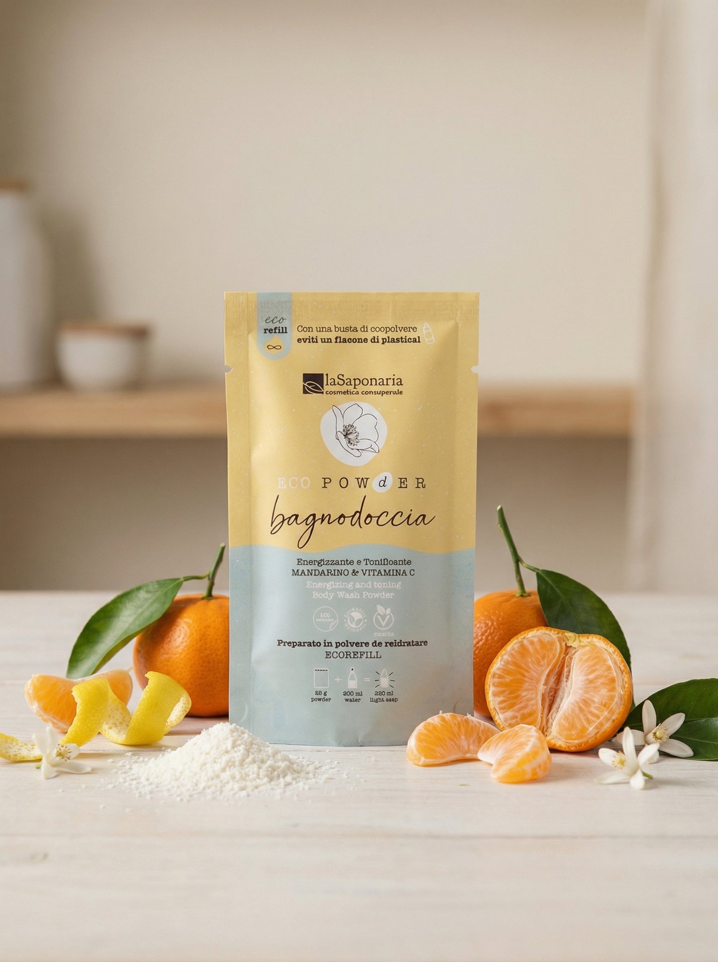 Bagnodoccia in polvere energizzante - Mandarino e Vitamica C by La Saponaria — hero product photo