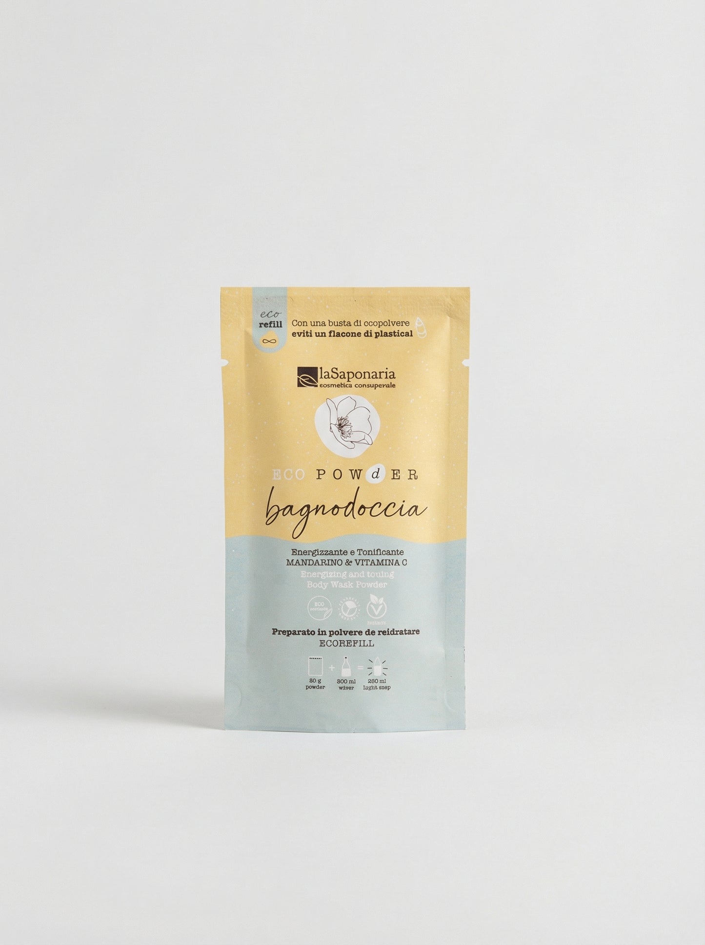 Bagnodoccia in polvere energizzante - Mandarino e Vitamica C by La Saponaria — product photo on white background