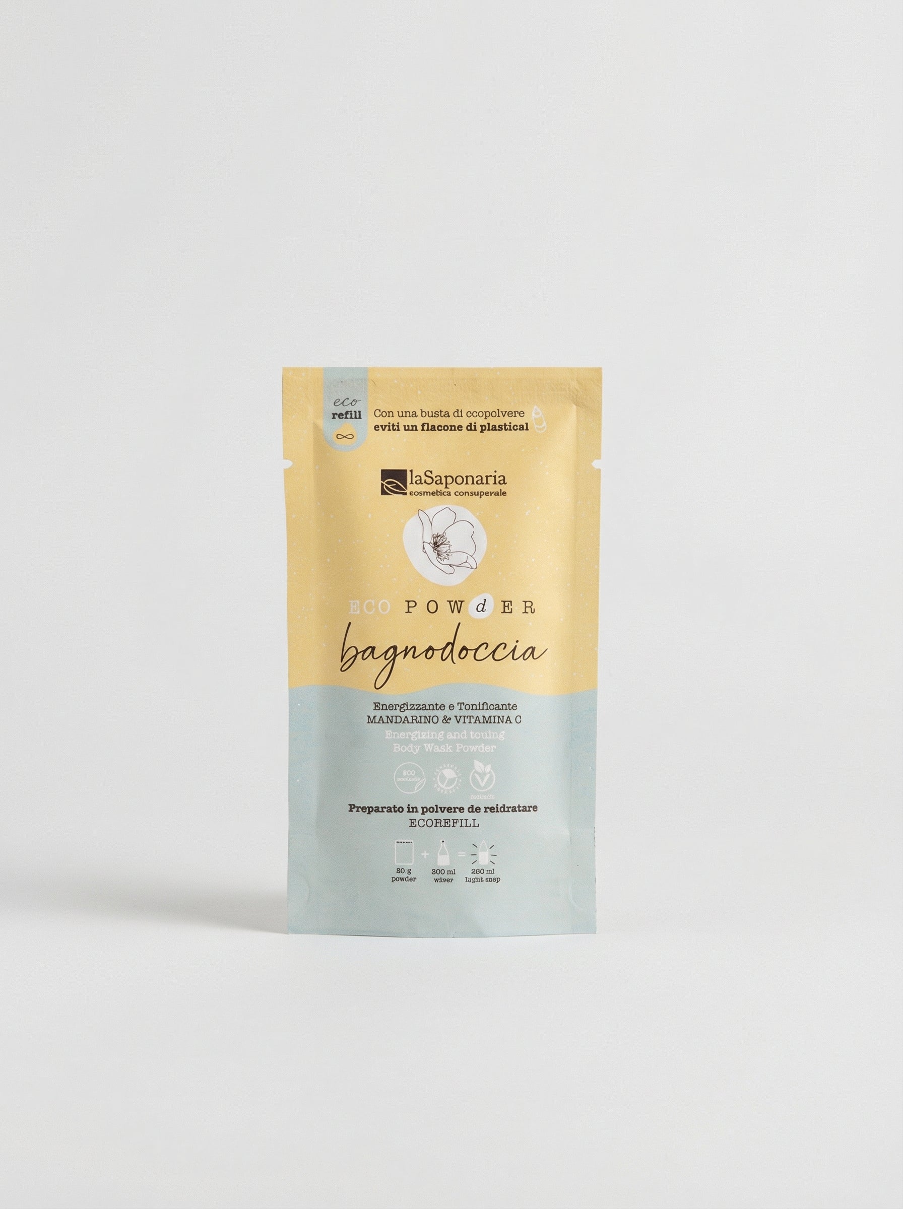 Bagnodoccia in polvere energizzante - Mandarino e Vitamica C by La Saponaria — product photo on white background