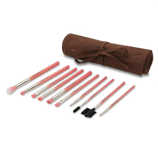 Set Pennelli Occhi Pink Bambu 10 Pezzi con Astuccio Arrotolabile