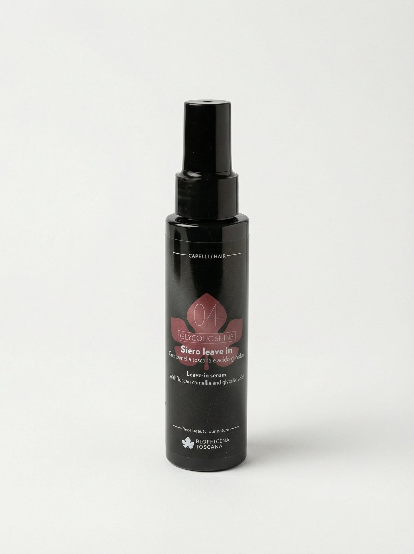 04 - Glycolic shine siero leave in Capelli Lucidi Effetto Specchio by Biofficina Toscana — product photo on white background