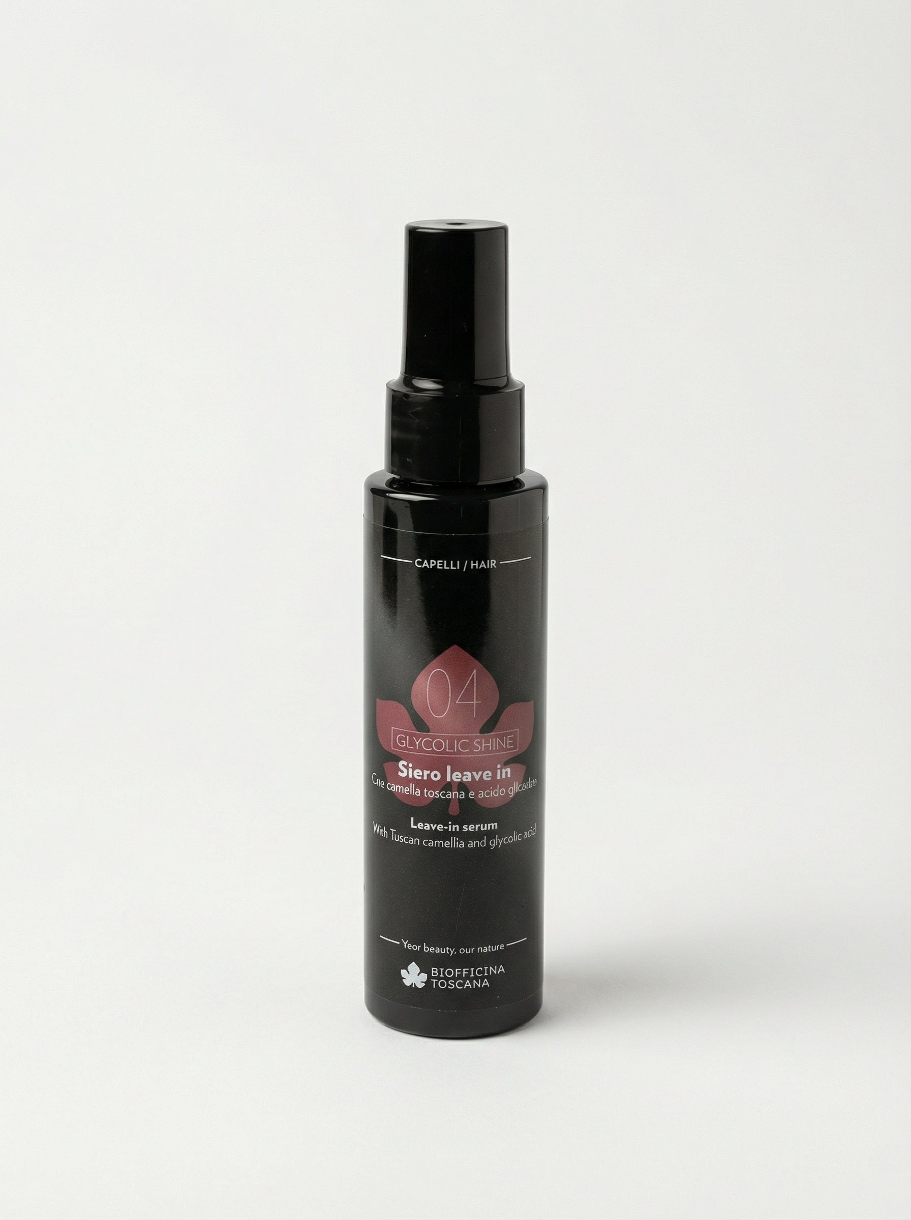 04 - Glycolic shine siero leave in Capelli Lucidi Effetto Specchio by Biofficina Toscana — product photo on white background