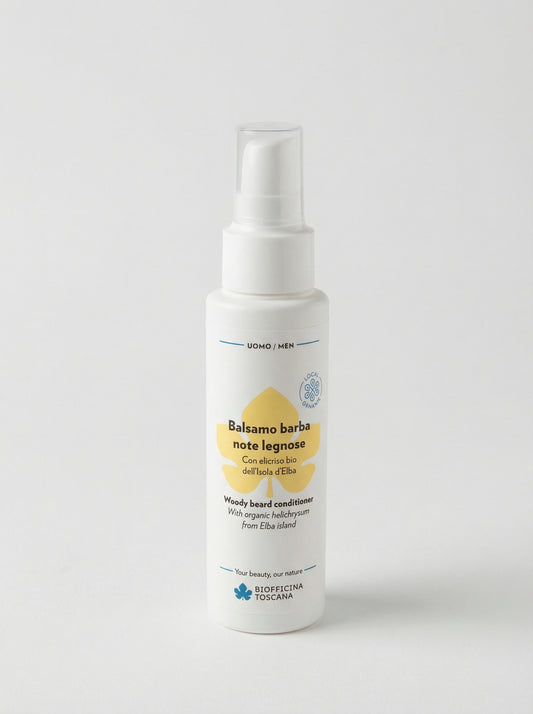Balsamo barba note legnose con Elicriso Bio - Ammorbidisce e Idrata by Biofficina Toscana — product photo on white background