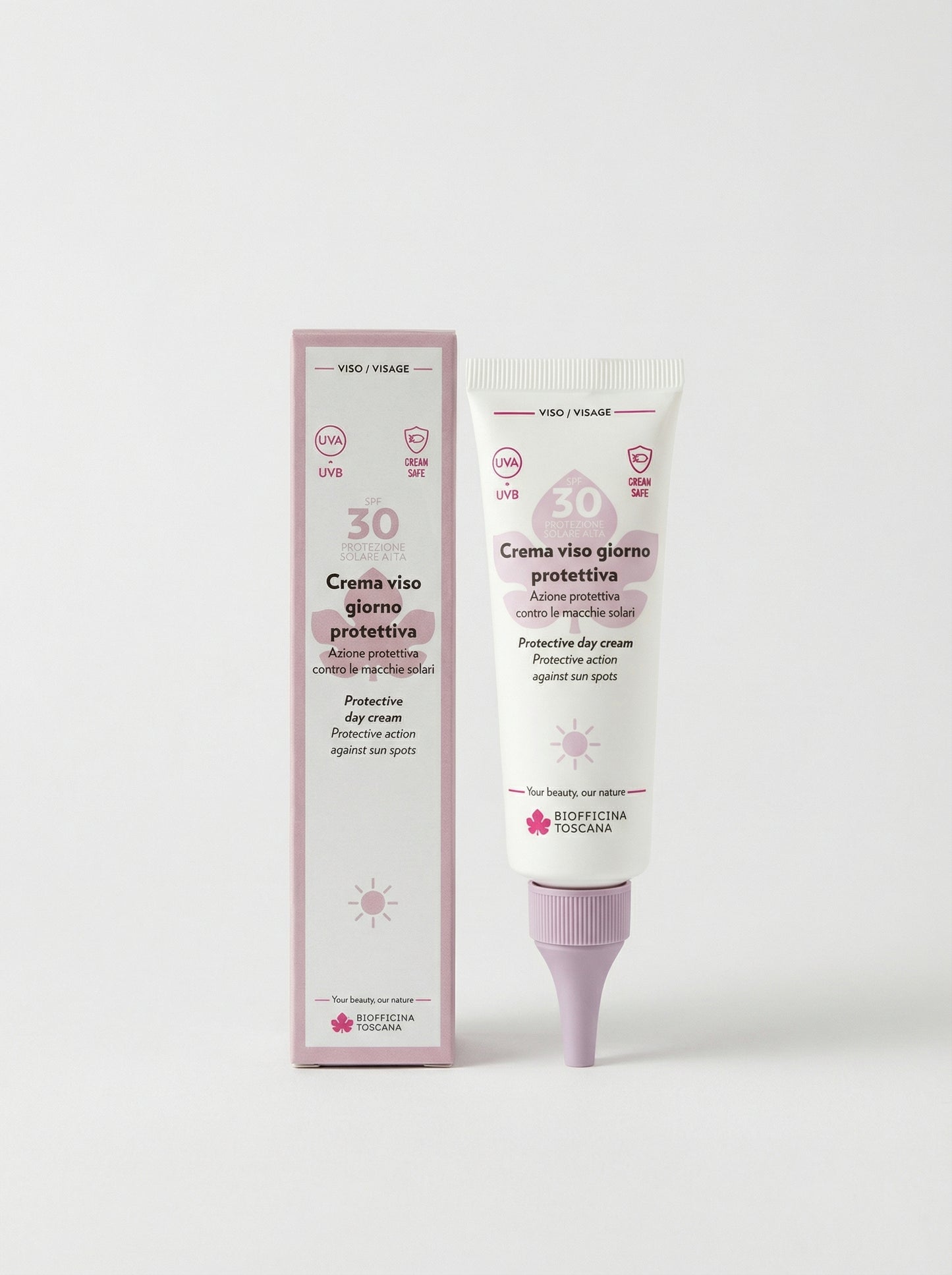 Crema viso giorno protettiva SPF30 – Azione antimacchia Bio by Biofficina Toscana — product photo on white background