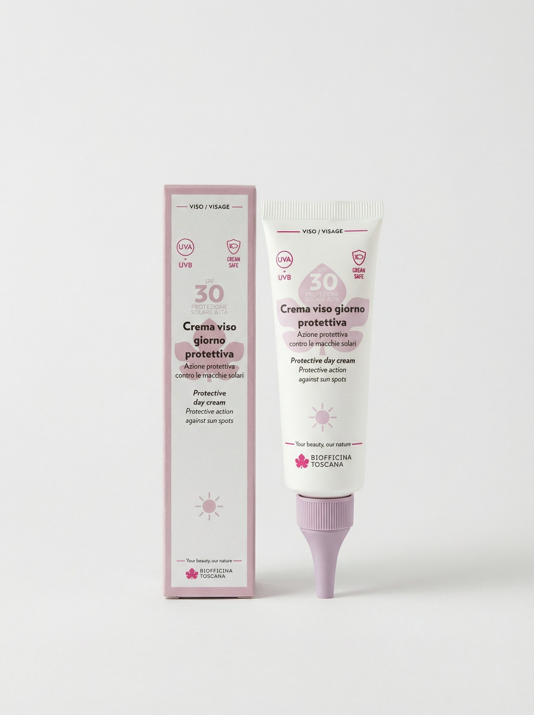Crema viso giorno protettiva SPF30 – Azione antimacchia Bio by Biofficina Toscana — product photo on white background