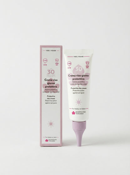 Crema viso giorno protettiva SPF30 – Azione antimacchia Bio by Biofficina Toscana — product photo on white background