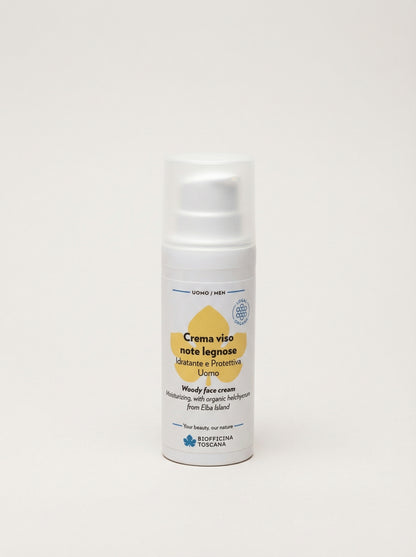 Crema viso note legnose - Idratante e Protettiva Uomo by Biofficina Toscana — product photo on white background