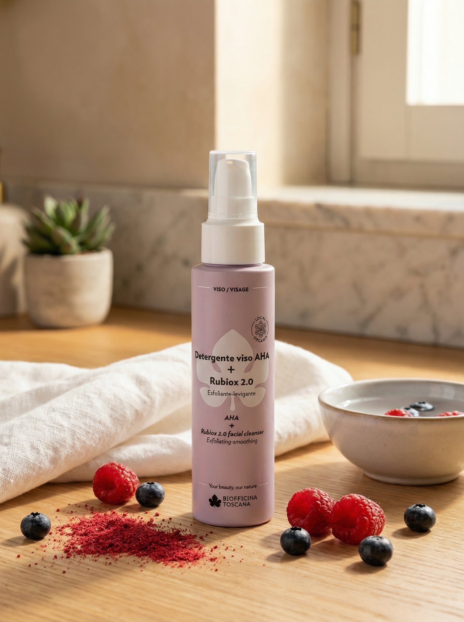 Detergente viso AHA + Rubiox 2.0 - Esfoliante Levigante Illuminante by Biofficina Toscana — hero product photo