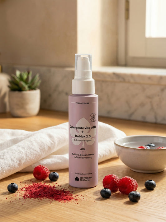 Detergente viso AHA + Rubiox 2.0 - Esfoliante Levigante Illuminante by Biofficina Toscana — hero product photo
