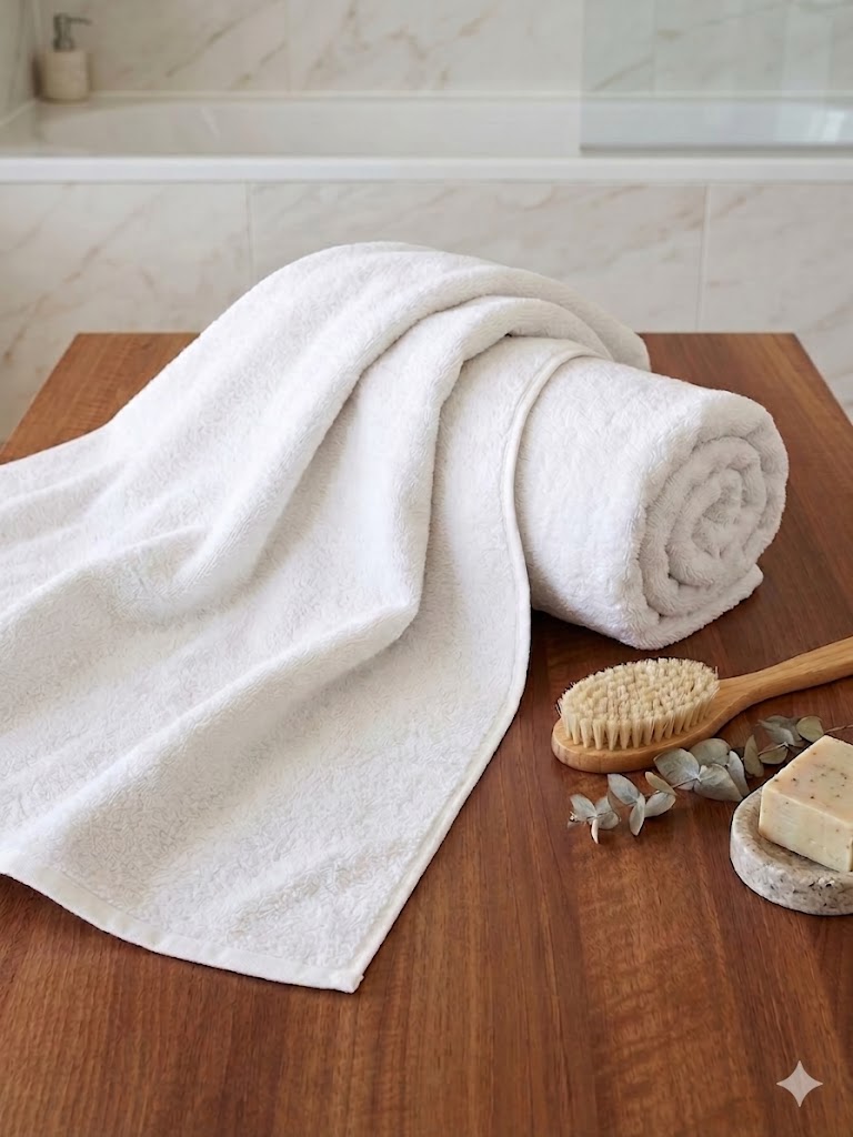Telo bagno 100x150cm in cotone bianco riciclato 500gsm GSR