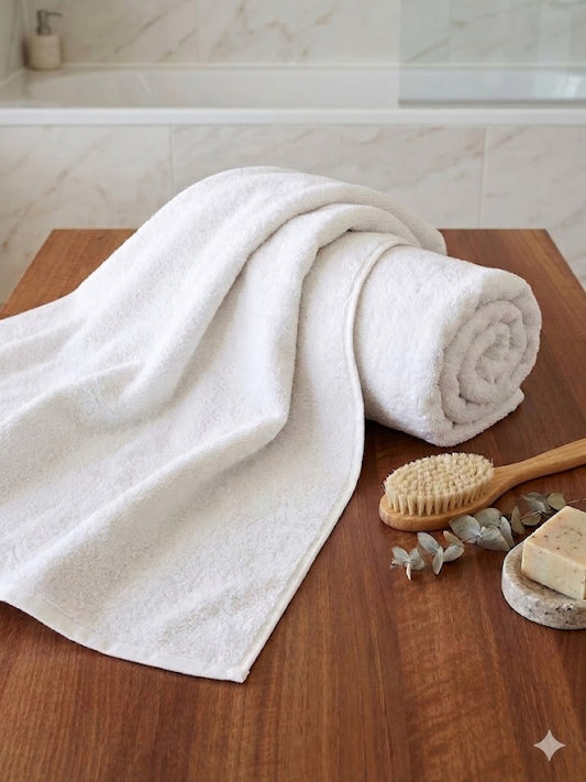 Telo bagno 100x150cm in cotone bianco riciclato 500gsm GSR